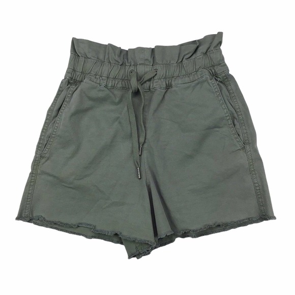 DL1961 Thyme Yara Paperbag High Waist Pull-On Shorts Drawstring Women's XS Green - Picture 4 of 7